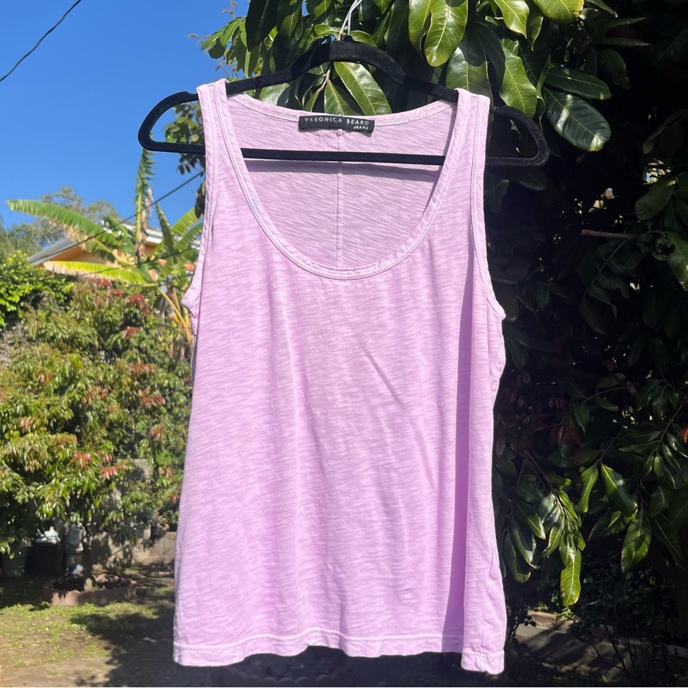 VERONICA BEARD lilac lavender purple slub knit‎ scoop neck tank top